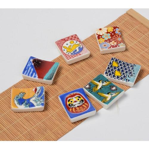 4*3.5*0.7cm Japan Style Ceramic Chopsticks Rack Holder Funny Cartoon Restaurant Hot Pot Household Tableware Decoration