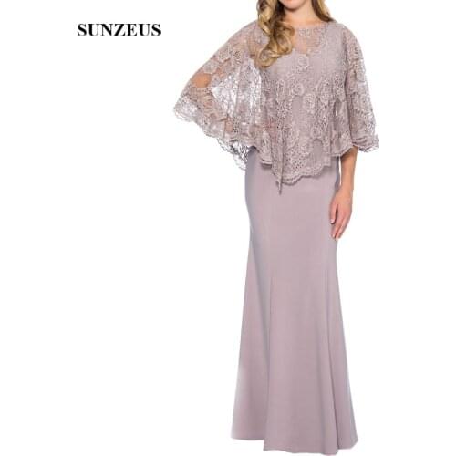 Long Elegant Mother Of The Bride Dresses With Lace Wrap New Lady Wedding Party Gowns Women Evening Formal Dresses CM0183