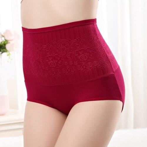 HW015 Women Cotton Underwear Jacquard Panty High Waist Breathable Abdomen Hip Lingerie Female Sexy Panties Body Shaping Briefs