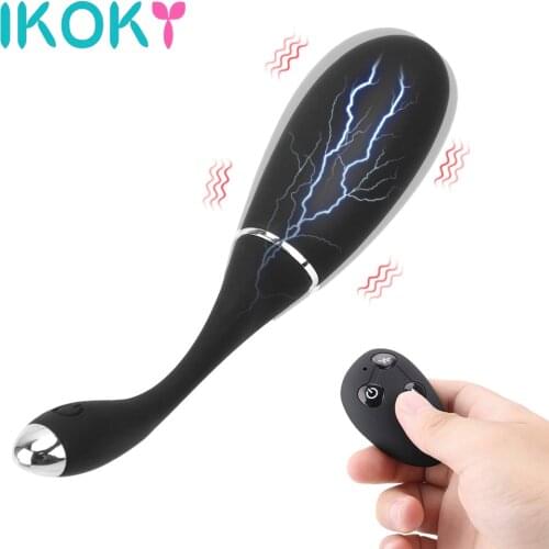 IKOKY Voice Control Clitoris Stimulator Electric Shock Vibrator Wireless Remote Vibrator Panties Sex Toys for Women
