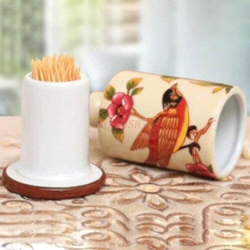 Ceramic Toothpick High-end Garden Flower And Bird Toothpick Box Living Room Coffee Fashion Toothpick Jar Sale