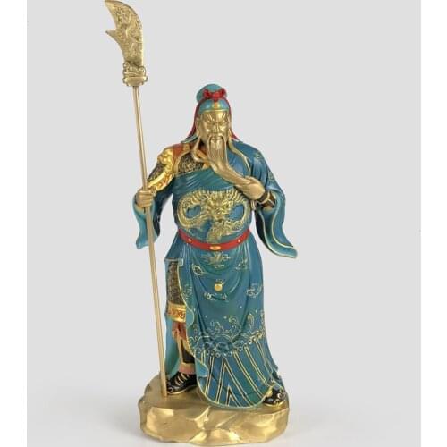 2021 High grade Home company Career Success GOOD luck wealth God Recruit money Dragon GUAN GONG CAI SHEN God color bronze statue