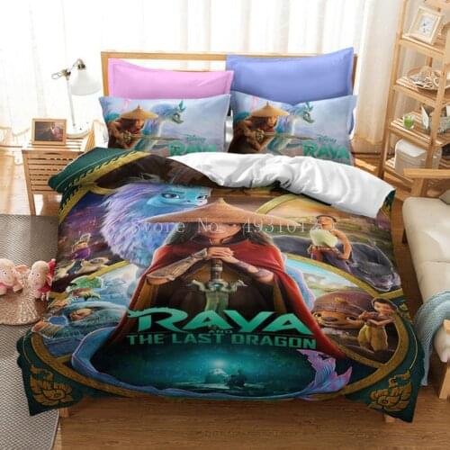 Disney Raya and The Last Dragon Bedding Set Duvet Cover and Pillowcase Full Size Bed Set Comforter Set for Bedding