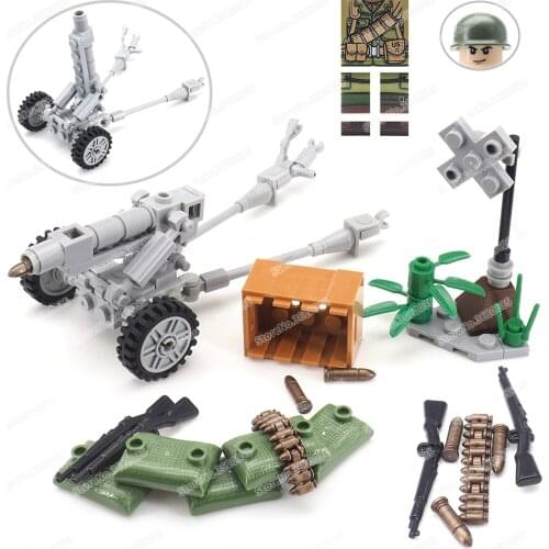 Military US Army M3 Type 105 Cannon Building Block Moc WW2 Figures Weapons Artillery Regiment Model Child Christmas Gift Boy Toy