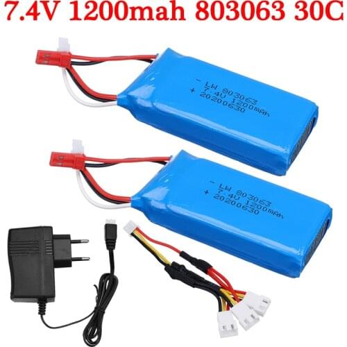 7.4v 1200mAh Lipo Battery For WLtoys V353 V333 V323 V666 V262 YiZhan X6 MJX X101 X102h X1Brushless H16 RC Parts Battery 803063