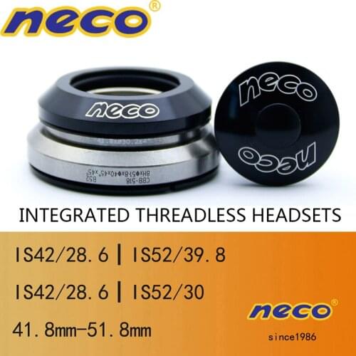 Neco Bike Headset 41.8 42 52 51.8 mm Integrated Threadless bearing tapered straight fork For Road Folding bike MTB