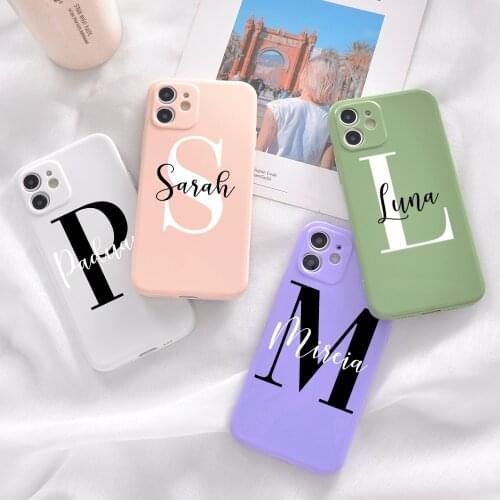 2021 New Custom Name Phone Case For iPhone 12 11 Pro Max 7 8 Plus X XR XS Max Luxury Soft Matte For iPhone 11 Pro Silicone Cover