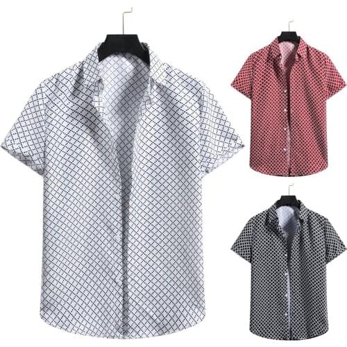 New 2021 Mens Shirts Cardigan Short Sleeve Hawaiian Beach Flower Shirt Mens Turtleneck Shirt Fashion Male Men Blouse tops