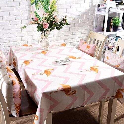 Pineal House Flamingo Stripe Deer Northern Europe Table Cotton Fabric Clear Tablecloth Rectangle Tea Table Cloth Table Cloth