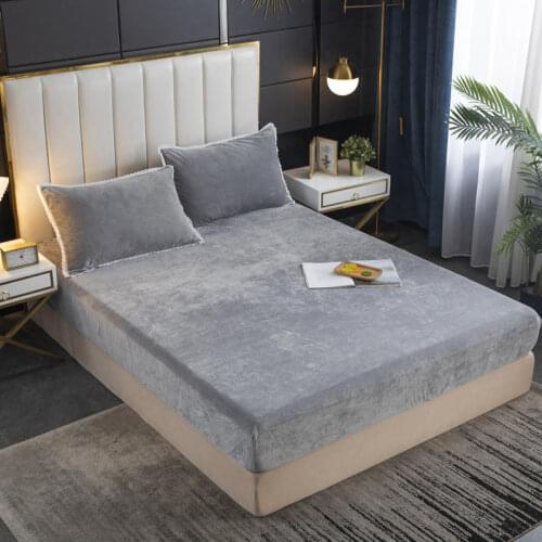 Bed Linen Warm Elastic Fitted Sheet Winter Flannel Velvet Bedspread Double Mattress Cover Customize Any Size 160x200 180x200cm