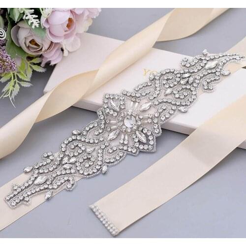 Handmade Stunning Rhinestones Belts Gown Dresses Belt Crystal Wedding Belts For Bride Wedding Ribbon Bridal Sashes Jewel Belts