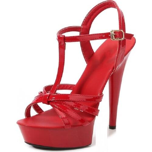 Fashion Womens Sandals Summer Shoes Platform Sexy High heels Sandals Ladies Black Pink Red Party Fetish Stripper Shoes