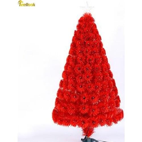 Teellook 1.2M / 120CM encrypted red leaves + all red light fiber Christmas tree light tree Christmas decoration supplies