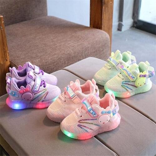 2021 autumn children bright lights glowing shoes breathable boys soft bottom shoes childrens shoes running shoes of the girls