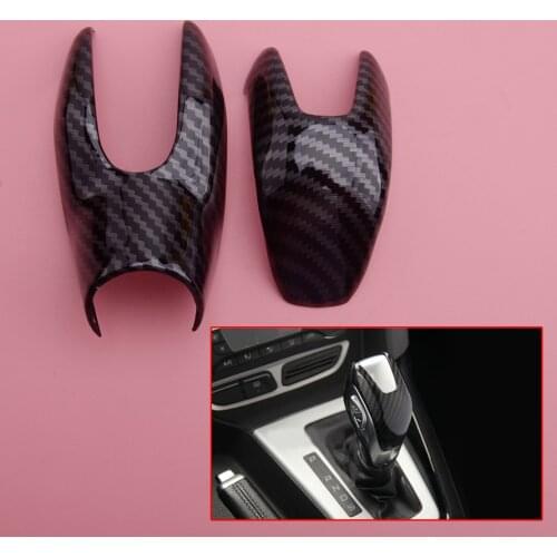 CITALL 2Pcs Inner Gear Shift Knob Cover Trim Fit for Ford Focus 2012 2013 2014 2015 2016 2017 2018 AT
