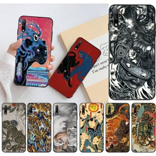 Japanese ukiyo-e Art Panther leopard Newly Arrived Black Cell Phone Case for Huawei Honor 30 20 10 9 8 8x 8c v30 Lite view pro