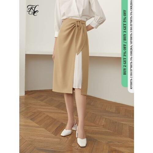 FANSILANEN Patchwork High Waist Pleated Skirt Women Autumn Winter Elegant Long Skirt Bandage Bow Vintage Wrap A-line Skirt Khaki