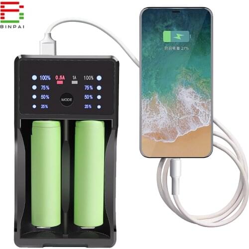 BINPAI Battery Charger for 18650 26650 17670 18490 AA AAA 3.2V/3.7V/1.2V/ lithium Ni-MH/CD Battery USB LED lntelligent Charger
