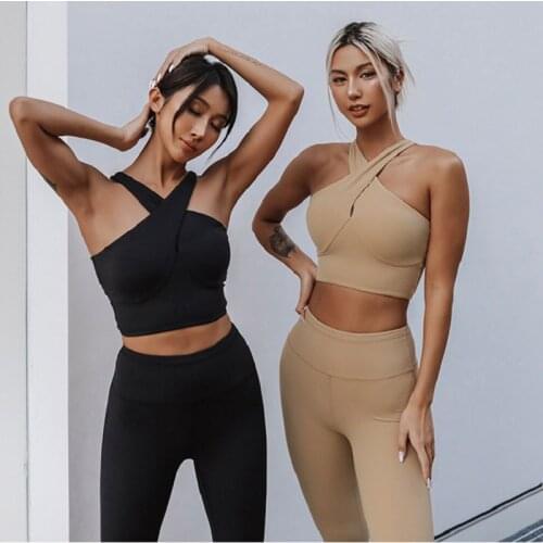 Women Sports Bra Sexy Back Strap Cross Yoga Bras Push Up Female Seamless Underwear Running Gym Padded Vest Fitness Sportwears