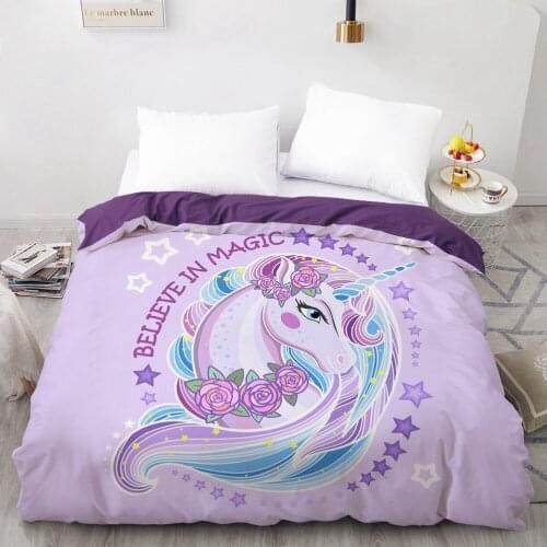 1PCS Duvet Cover,3D Printing Comforter/Quilt Cover 240x220/200x200/140x200/180x210,Purple Unicorn Bedding King/Double Drop Ship
