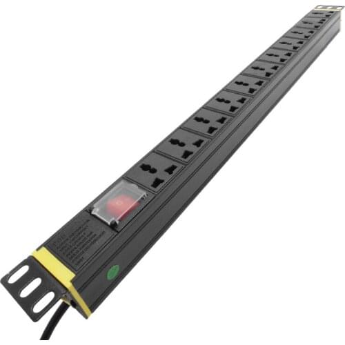16A 1 11units Universal Socket Double Break Switch PDU Network Cabinet Rack Power Strip Distribution Outlet For EU US UK Plug