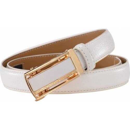 2021 Fashion Genuine Leather Belts for Women Soild Automatic Buckle Waist Belt for Jeans Pants Red White Pasek Damski Niebieski