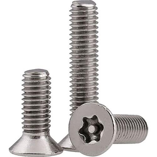304 stainless steel Six Lobe Torx Flat Countersunk Head with Pin Tamper Proof Anti Theft Security Screw Bolt M3 M4 M5 M6
