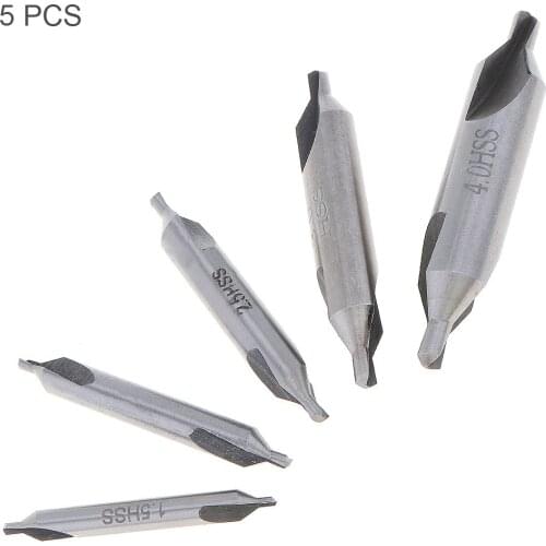 5pcs/lot HSS Metric Combined Center Spotting Drill Bit Set with 60 Degree Angle Slot and 1.5 2 2.5 3 4mm Bit for Wood Drilling