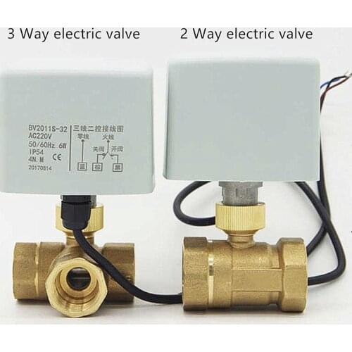 AC220V Electric actuator valve Thread G1/2 G3/4 G1 T type 3 Way electric valve,2 Way Motorized brass ball valve