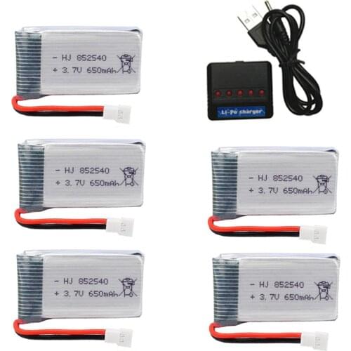 3.7V 650mAh Lipo Battery+3.7v charger For SYMA X5C X5C-1 X5 H5C X5SW X6SW H9D H5C Drone 852540 3.7V Lipo Rechargeable Battery