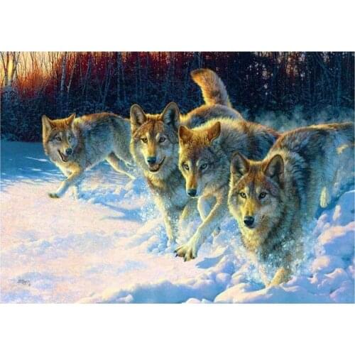 Diamond Painting Full Kits,DIY Diamond Painting By Number Kit,Wolf Crystal Rhinestone Embroidery Cross Stitch Wall Decor