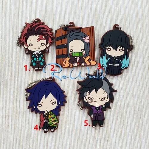 Demon Slayer: Kimetsu no Yaiba original Japanese anime figure rubber Silicone mobile phone charms key chain strap keyring