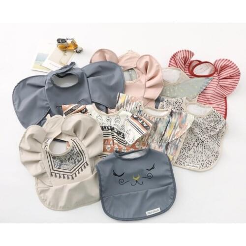 Baby Bibs Pu Waterproof Apron For Kids Boys Girls Adjustable Baby Stuff Chest Protection Babador Bandana Feeding Bibs Cloth