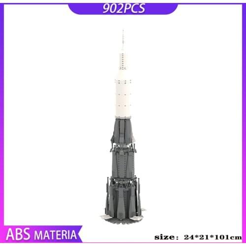 DIY Rocket Model MOC Building Bricks Famous Soviet N1 Moon Rocket Saturn V Scale 902pcs Bricks Collection Kids Educational Toys