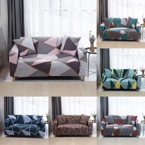 Home Living Geometric Lattice Print Sofa Decor Seat Protector Cover Elastic Slipcover Stretch Couch Cover 1-4 Seaters Sofa Cover