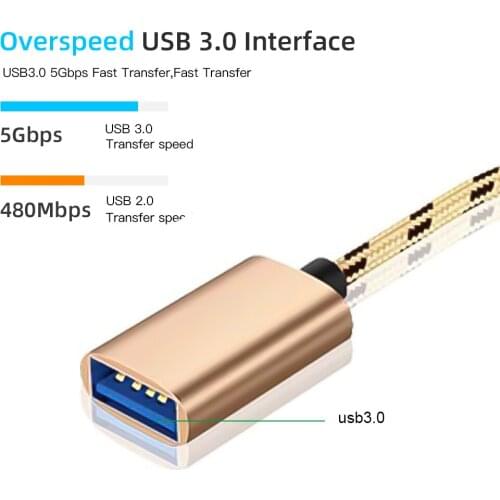 Kebidu 2 Pack USB Cable High-Speed Android Type-c Two-In-One OTG Adapter Cable Gold Sliver Data Mobile Phone Usb C Cable