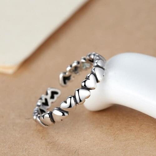 Buipoey Silver Color Opening Rings For Men Women Couple Lovers Wedding Rings Adjustable Copper Rings Heart Charm Brands Jewelry