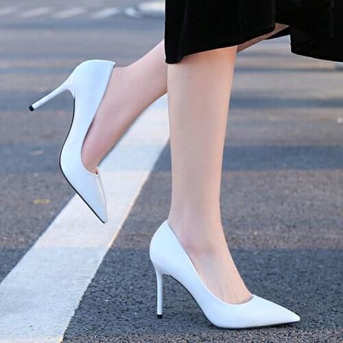 White Color Version Of Simple Fashion Pointed Toe Stiletto High Heels Large Size Slimming Shallow Mouth Sexy Single Shoes