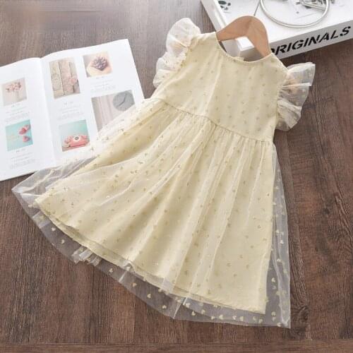 Summer Girls Princess Dresses Summer Fashion Kids Sequined Party Mesh Princess Dress Costumes Children Voile Cute Vestidos 1-6Y
