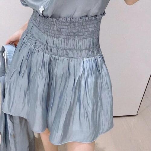 Summer Solid Color High-Waisted Pleated Mini Culotte Female Slim Fashion Skirt Women New Casual Designed High Version Skirt M186