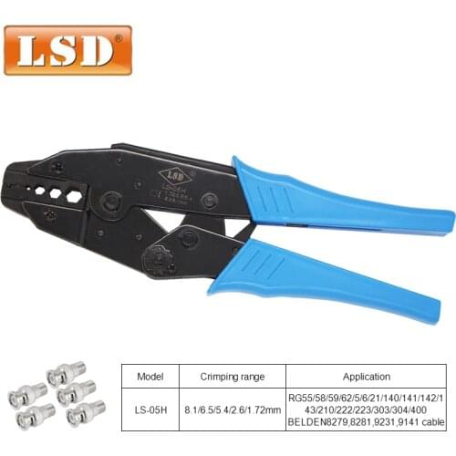 LS-05H coaxial cable crimping tool for RG55, RG58, RG59 RG6 cable crimper lmr400 crimping plier tool BNC crimp tool