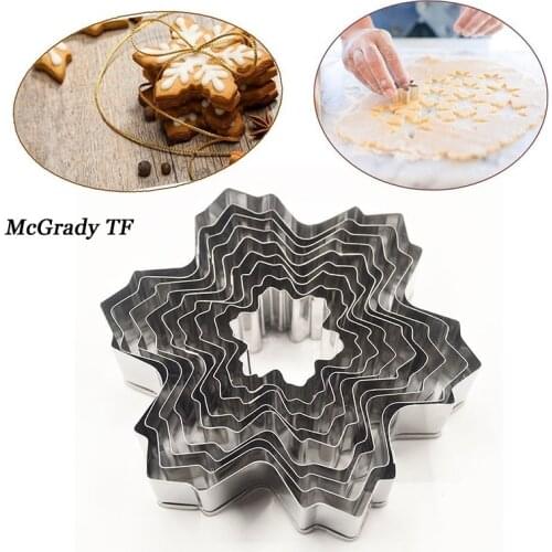 9pcs/set Snowflake Shape Cookie Cutters Cake Fondant Cookie Molds Stainless Steel Baking Cake Decorating Tools Cookie Cutter