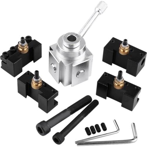 Mini Aluminum Cutter Holder Lathe Tools Holder Quick Change Tool Post Screw Kit Set Boring Bar Turning Facing Holder Wrench