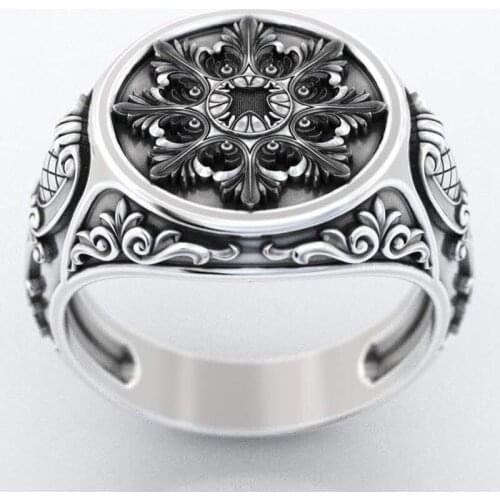 Fashion Milangirl Complex Eight Petal Leaf Pattern Smear Neutral Ring For Men Halloween Charm Punk Style Jewelry Friends