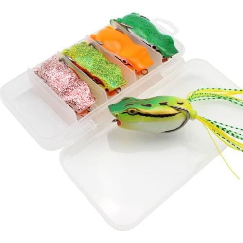 NEW 5pcs/box 55mm Soft Frog Bait Double Hook Top Water Frog Road Subbait Artificial Soft Bait Shallowater Bait Bass Fishing