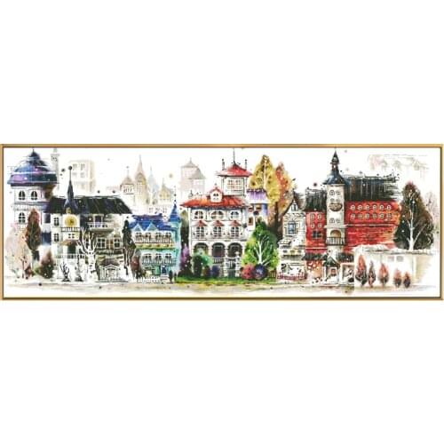 Four Seasons Castle Counted Cross Stitch Kits Pattern Printed Canvas Embroidery Package 11CT 14CT DIY Crafts Home Decor Painting