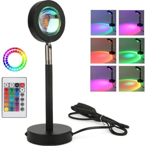 RGB Led Lamp Night Light Sun Projection Desk Lamp Rainbow Sunset Projection Background Wall Decoration Lighting Lamp
