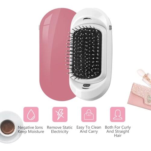 Portable Mini Ionic Hair Brush Negative Ions Hair Combs Antic-Static Electric Vibration Scalp Massage Straight Hair Brush