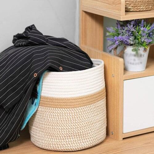 Storage Basket Durable Round For Office/Home/Nursery Daily Use Simple Design Cotton Multi-size Organizer Baskets