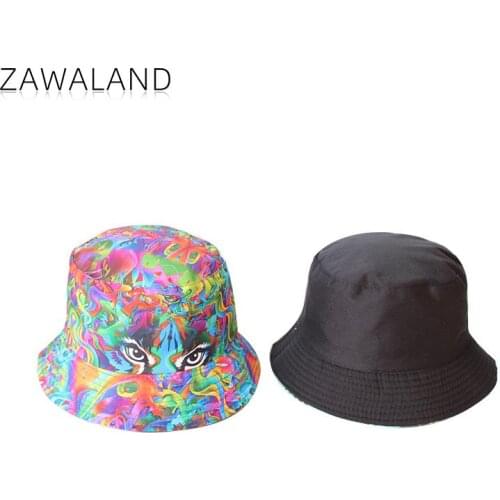 Zawaland Animal Color Graffiti Fisherman Hat Men Women Tiger Printed Bucket Hats Double-Sided Wearing Basin Caps Female Casual